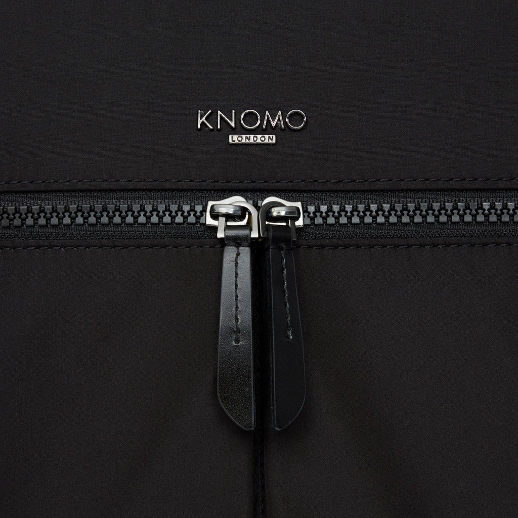 KNOMO Reykjavik Laptop Tote Backpack Zip Close Up 15" -  Black | knomo.com