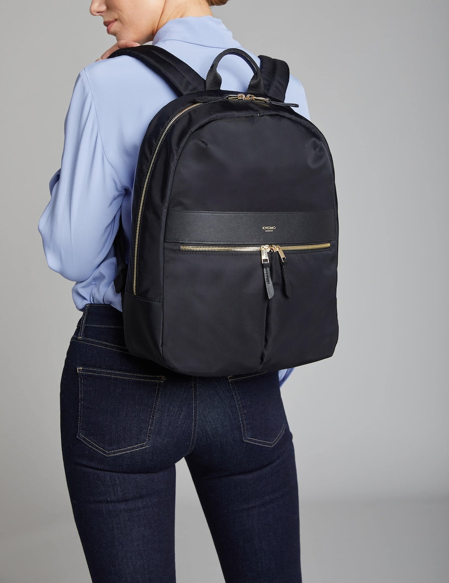 15" Laptop Backpack in Black with Gold Hardware