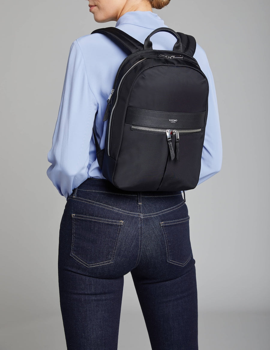 beaux leather backpack by knomo Dark Navy Blazer Beaux Leather 15" Laptop Backpack | KNOMO London