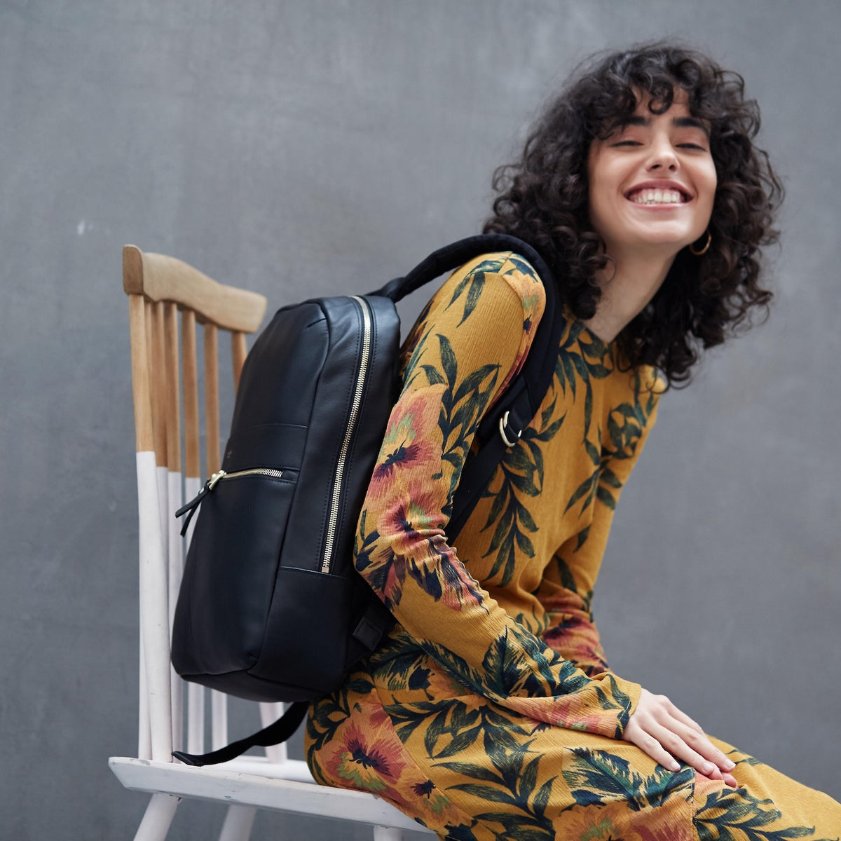 beaux leather laptop backpack 14 Dark Navy Blazer Beaux Leather 15" Laptop Backpack | KNOMO London