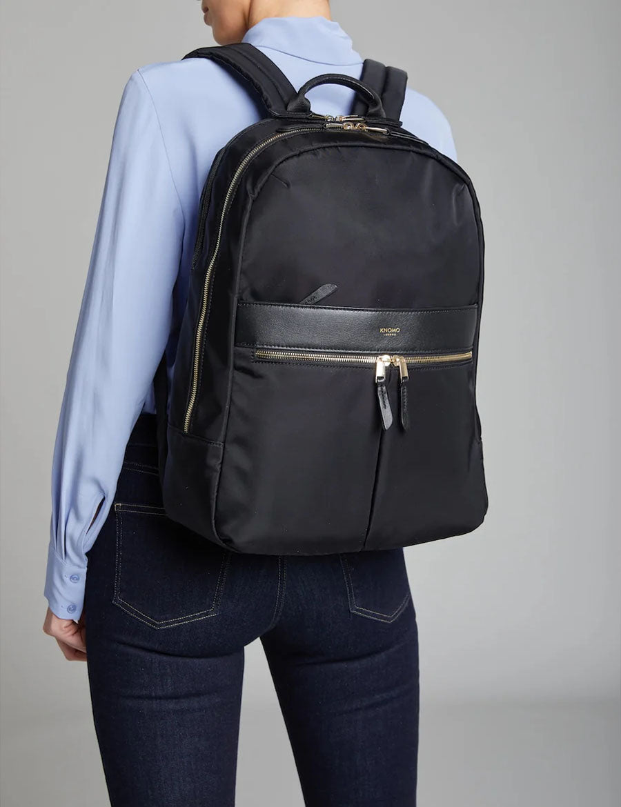 Large Laptop Backpack in Black with Gold Hardware