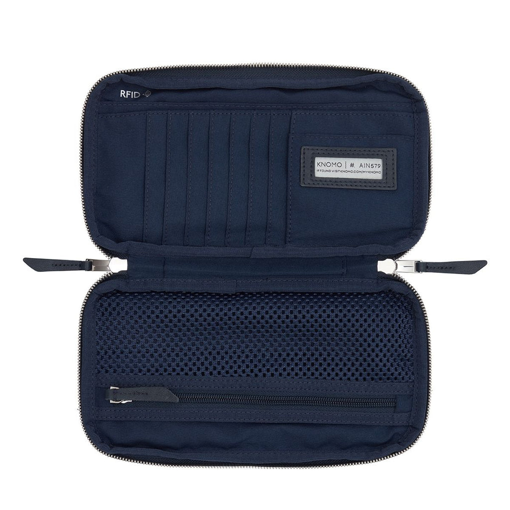 KNOMO Knomad Travel Wallet Travel Organiser Internal View Empty 8" -  Dark Navy Blazer | knomo.com