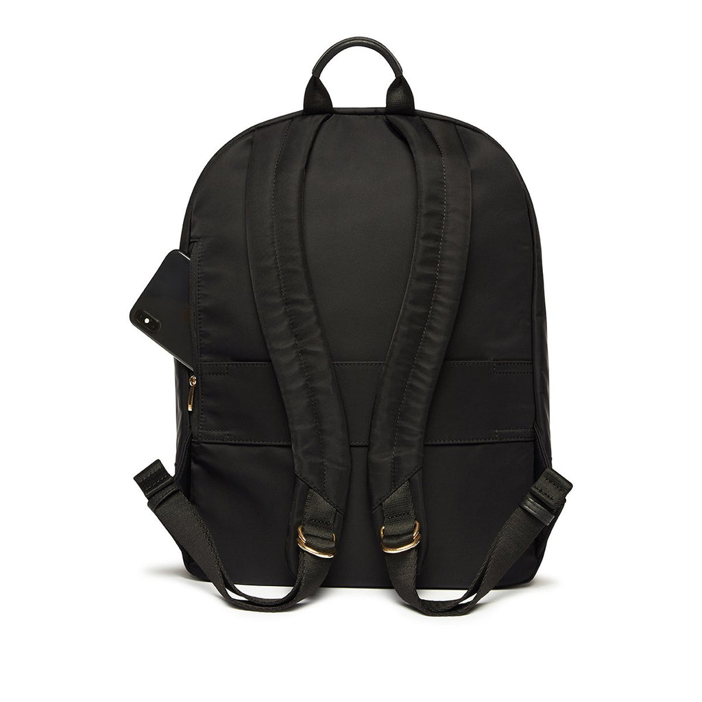 KNOMO Beauchamp Laptop Backpack From Back With Side Pocket 14" -  Black | knomo.com