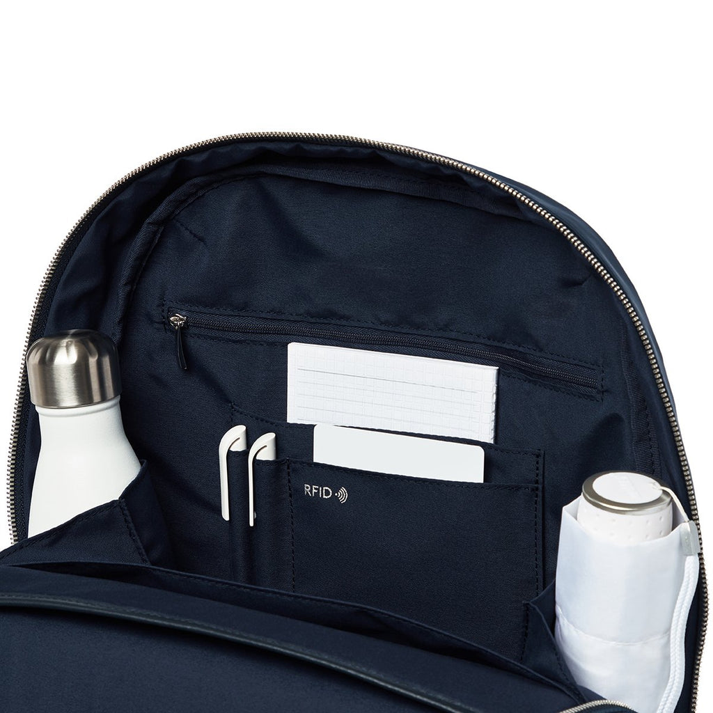 KNOMO Beauchamp Laptop Backpack Internal Close Up 14" -  Dark Navy Blazer | knomo.com
