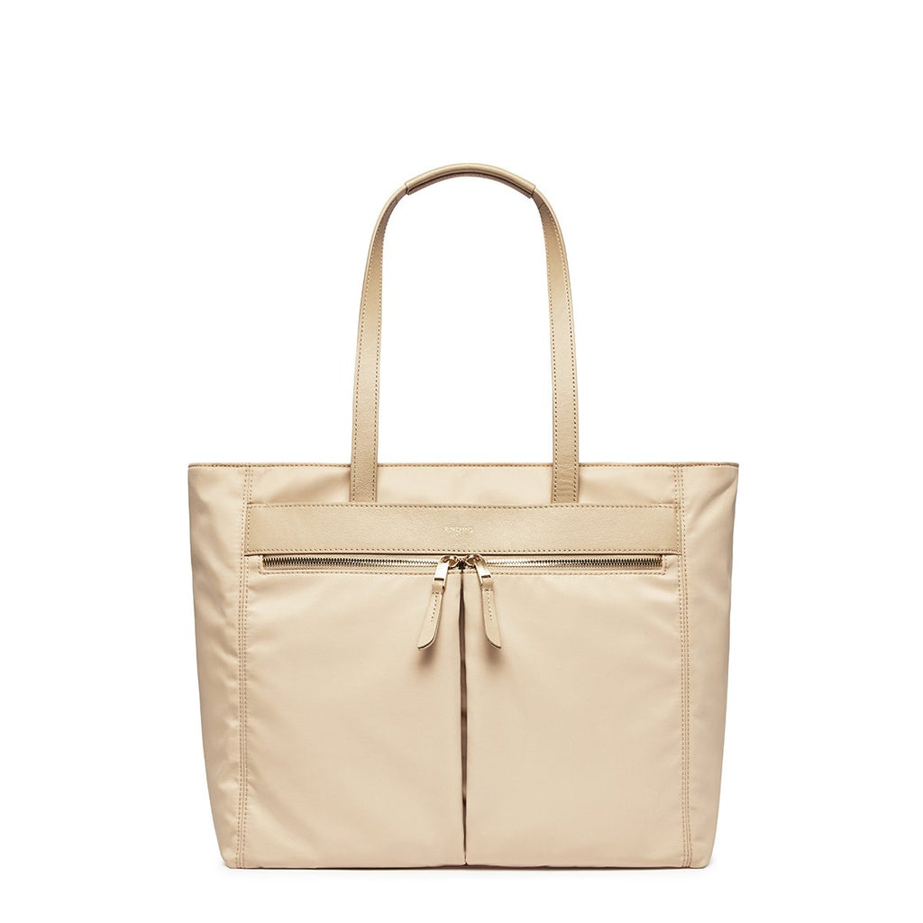 KNOMO Grosvenor Place Tote From Front 14" -  Trench Beige | knomo.com