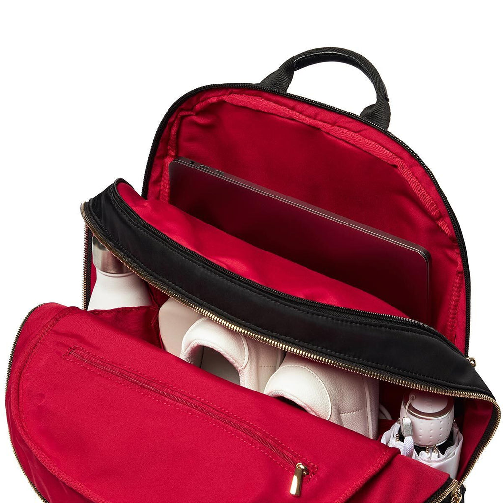 KNOMO Beaufort Laptop Backpack Close Up Internal With Items 15.6" -  Black | knomo.com