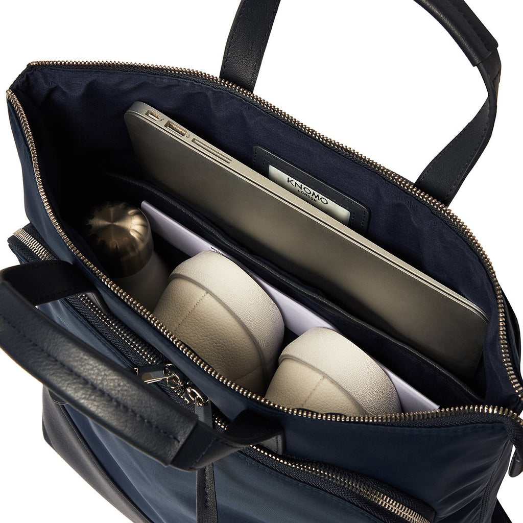 KNOMO Harewood Laptop Tote Backpack Internal With Items 15" -  Dark Navy Blazer | knomo.com