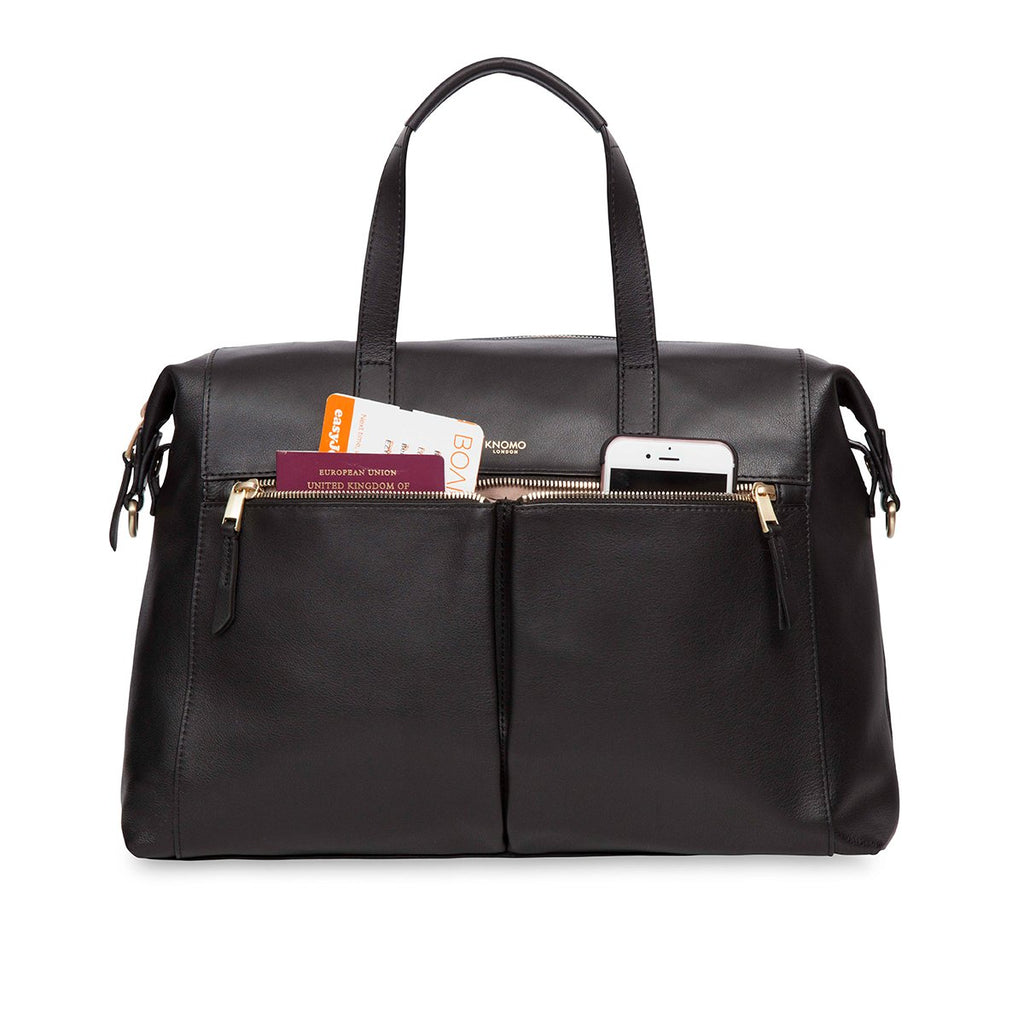 KNOMO Audley Laptop Handbag Front Pocket With Items 14" -  Black | knomo.com