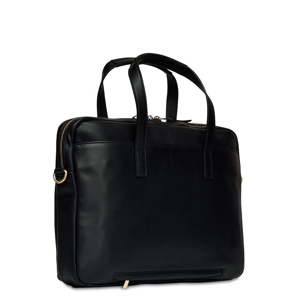 KNOMO Hanover Laptop Briefcase Three Quarter From Back 14" -  Black | knomo.com