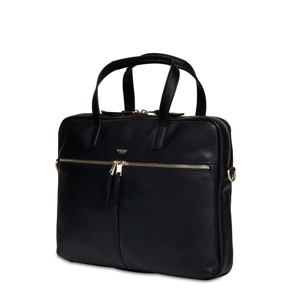 KNOMO Hanover Laptop Briefcase Three Quarter View 14" -  Black | knomo.com