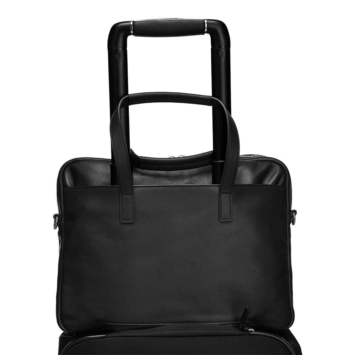 Knomo Hanover Slim Black Leather Briefcase | 13” Laptop Bag - KNOMO