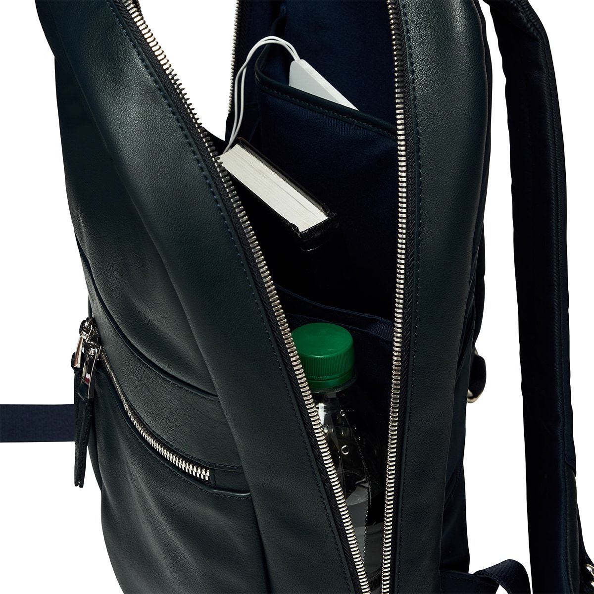 beaux leather backpack by knomo Dark Navy Blazer Beaux Leather 15" Laptop Backpack | KNOMO London