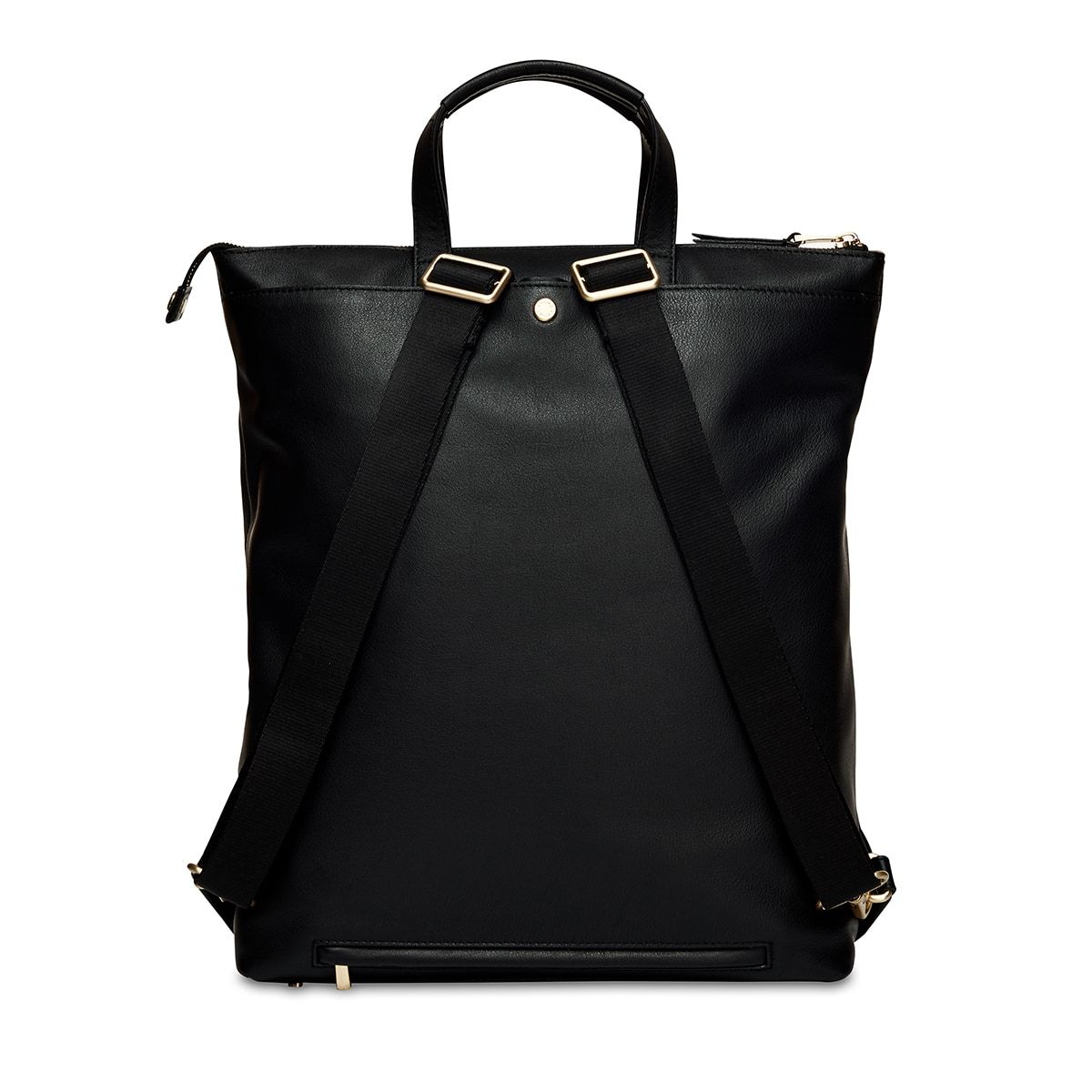 Hybrid Laptop Tote Backpack in Black Leather