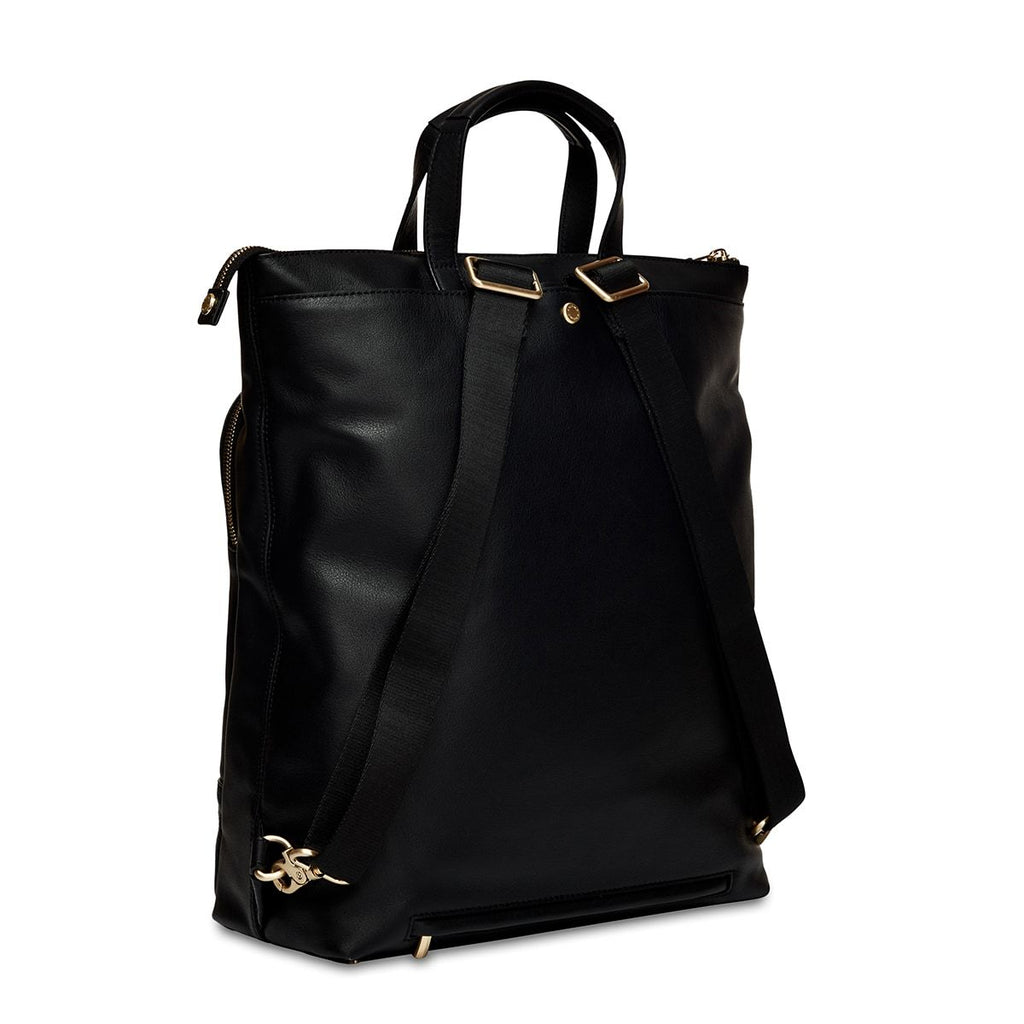 KNOMO Harewood Laptop Tote Backpack Three Quarter View From Back 15" -  Black | knomo.com