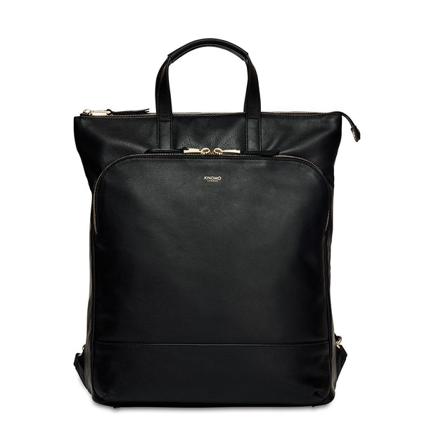 Black Harewood 15 Slim Leather Laptop Tote Backpack KNOMO London KNOMO