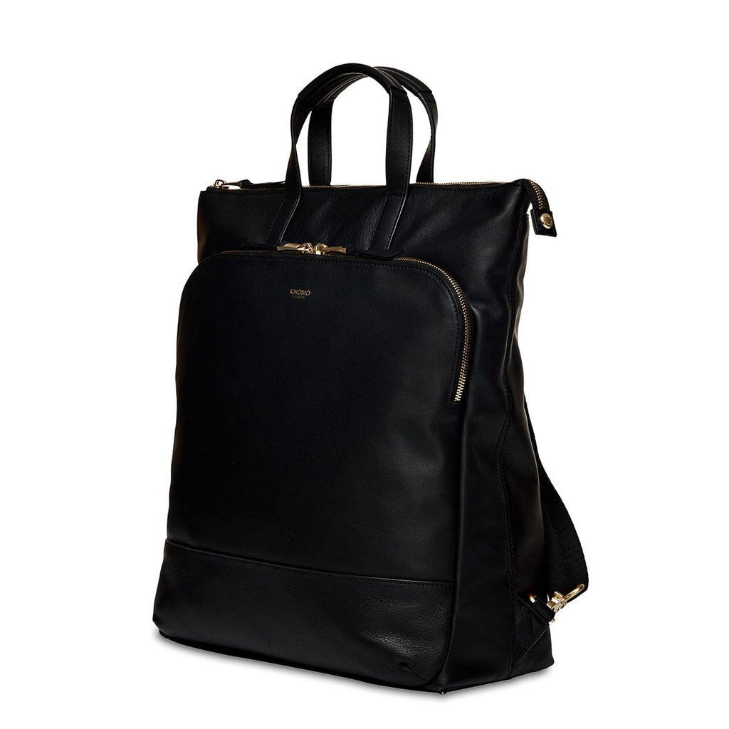 KNOMO Harewood Laptop Tote Backpack Three Quarter View 15" -  Black | knomo.com