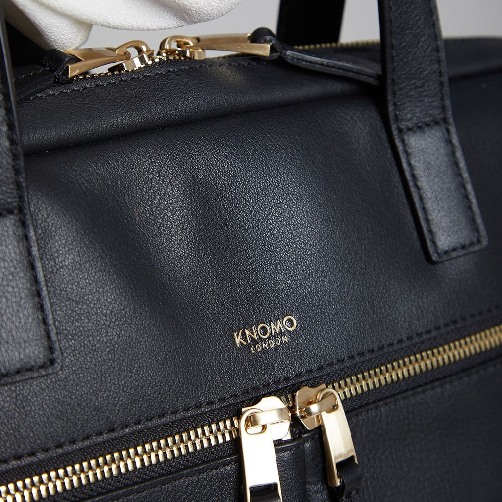 KNOMO Hanover Laptop Briefcase Zip Close Up 14" -  Black | knomo.com