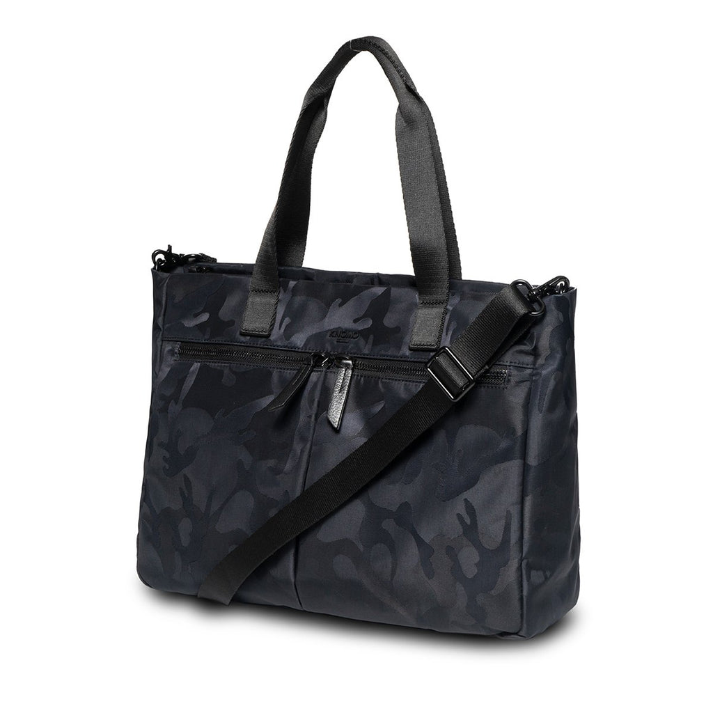 KNOMO Cologne Tote Three Quarter View With Strap 14" -  Black Camouflage | knomo.com