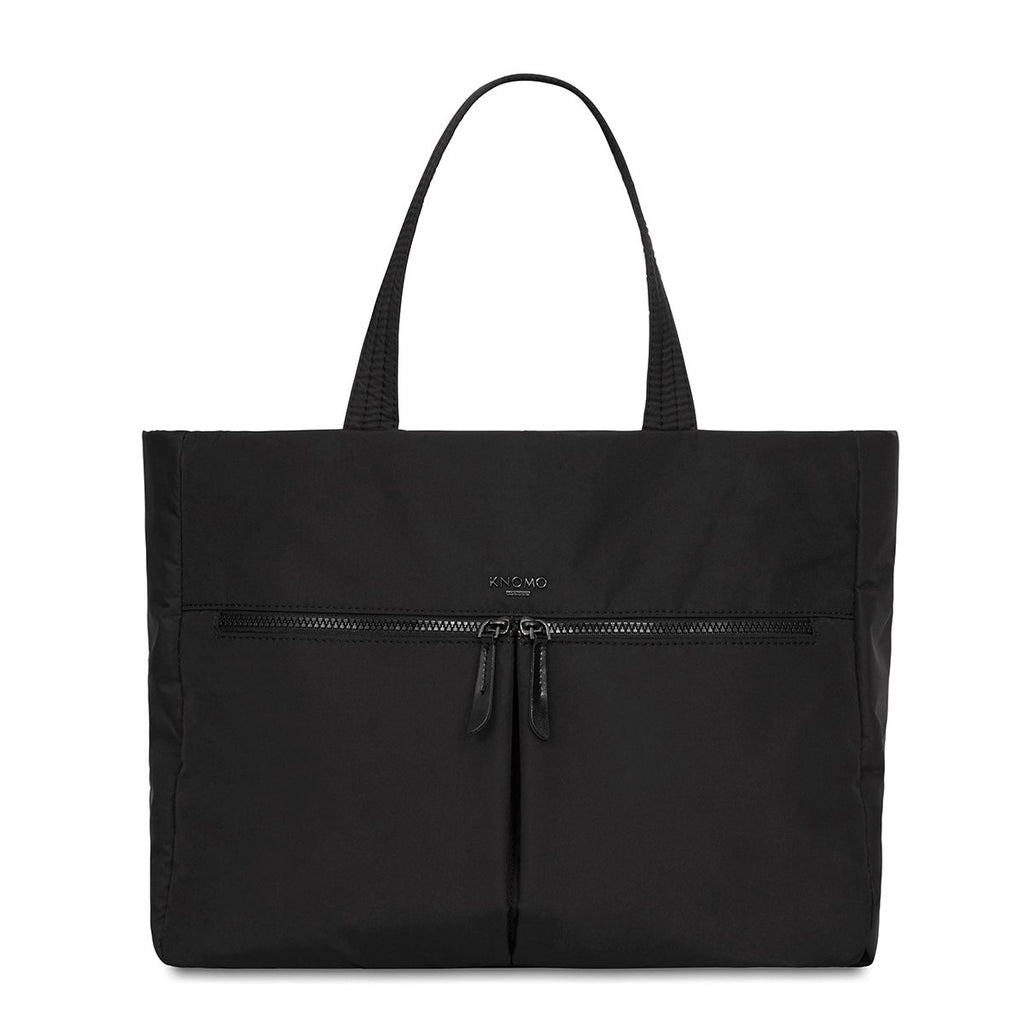 KNOMO Amsterdam Ultra Lightweight Tote From Front 14" -  Black | knomo.com