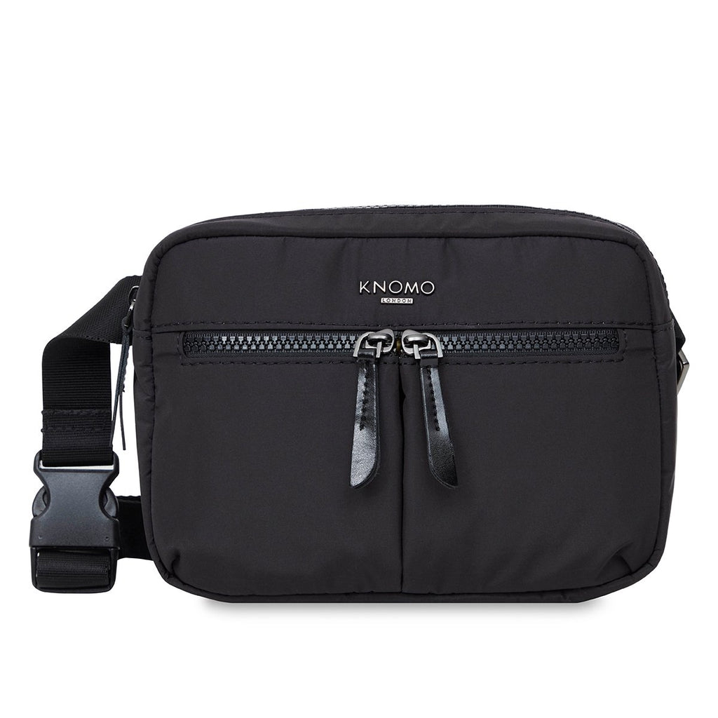 KNOMO Palermo Ultra Lightweight X-Body From Front With Strap 10.5" -  Black | knomo.com