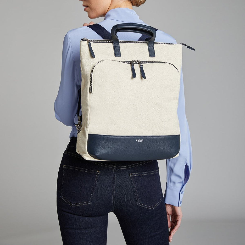 KNOMO Harewood Totepack 15" Female Model Wearing 15" -  Natural | knomo.com