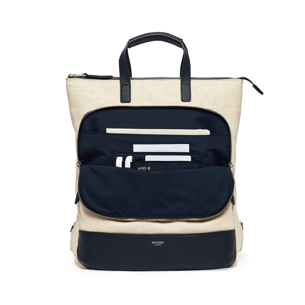 KNOMO Harewood Totepack 15" Front Pocket With Items 15" -  Natural | knomo.com