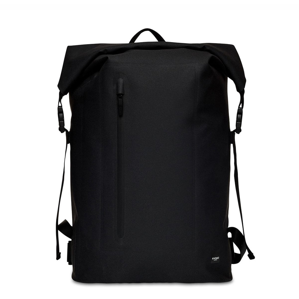KNOMO Cromwell Roll-Top Laptop Backpack From Front 14" -  Black | knomo.com