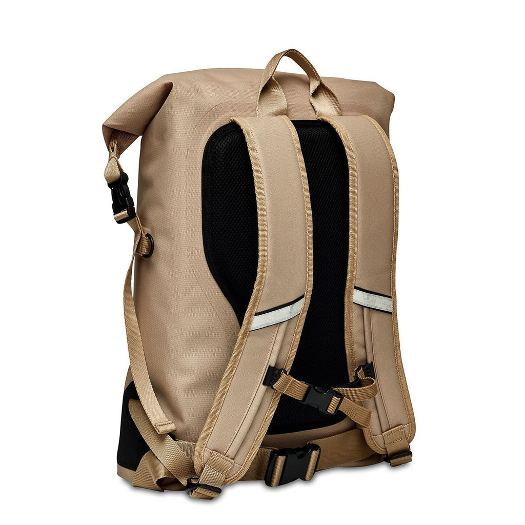 KNOMO Cromwell Roll-Top Laptop Backpack Three Quarter View From Back 14" -  Desert | knomo.com