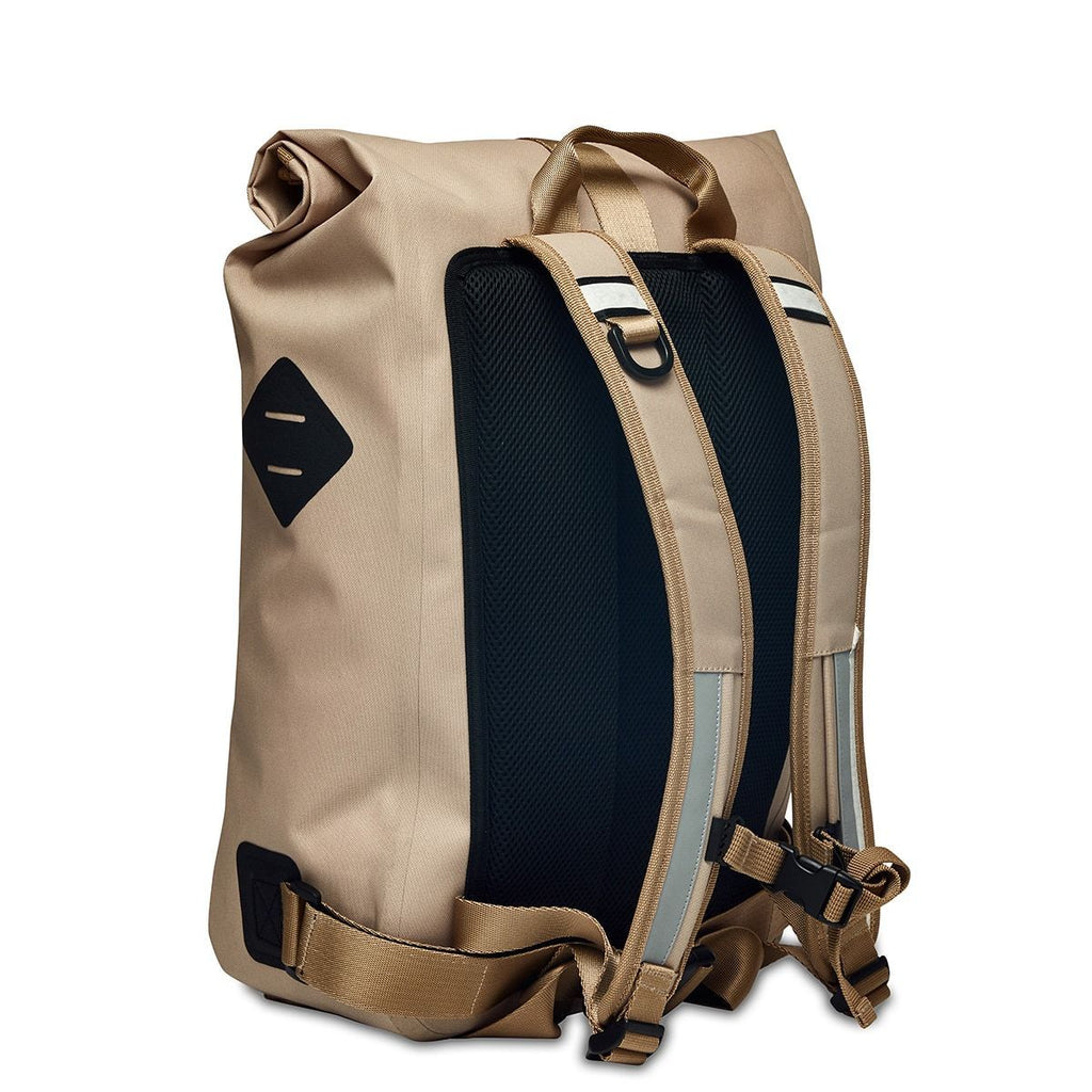 KNOMO Kew Roll-Top Laptop Backpack Three Quarter View From Back 15" -  Desert | knomo.com