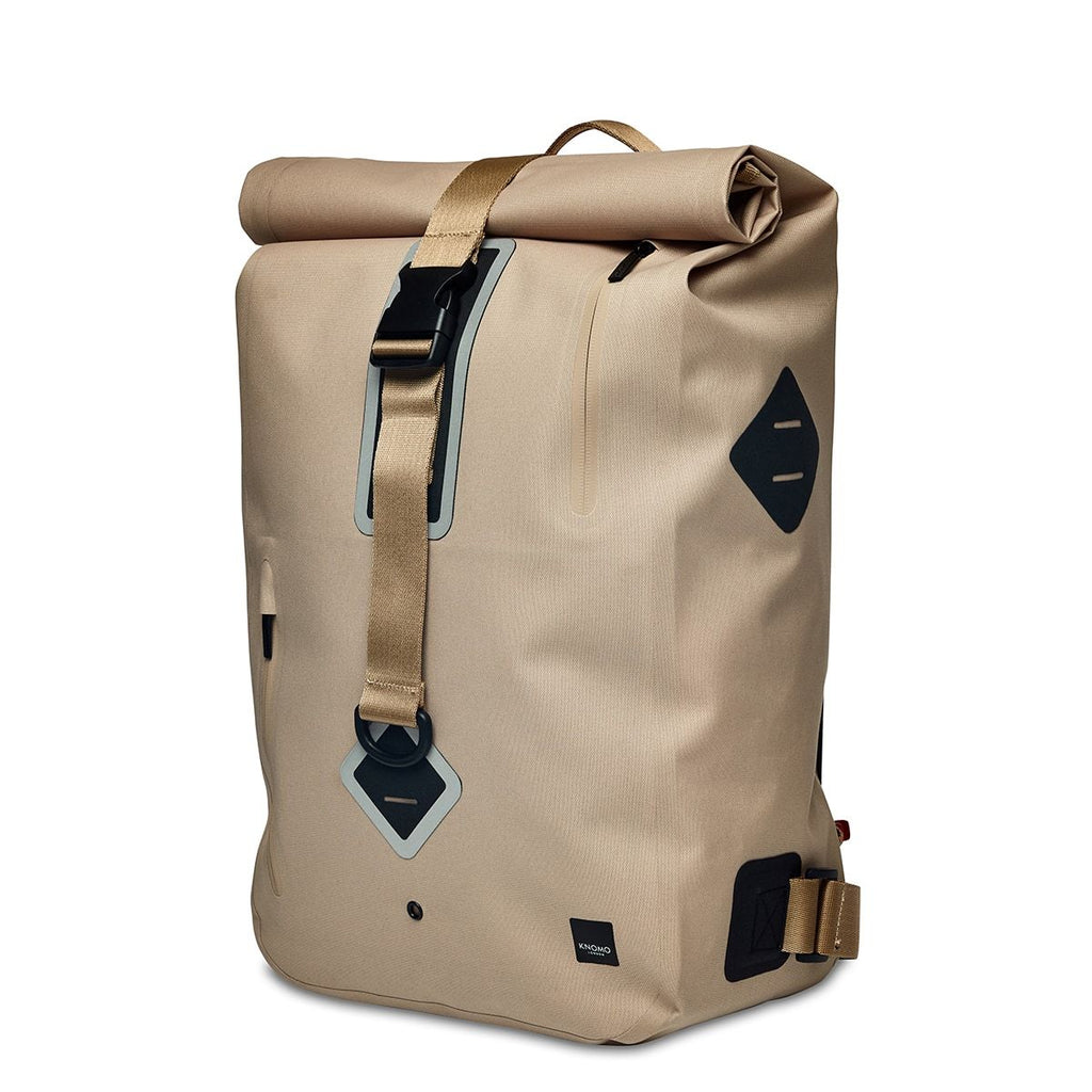 KNOMO Kew Roll-Top Laptop Backpack Three Quarter View 15" -  Desert | knomo.com