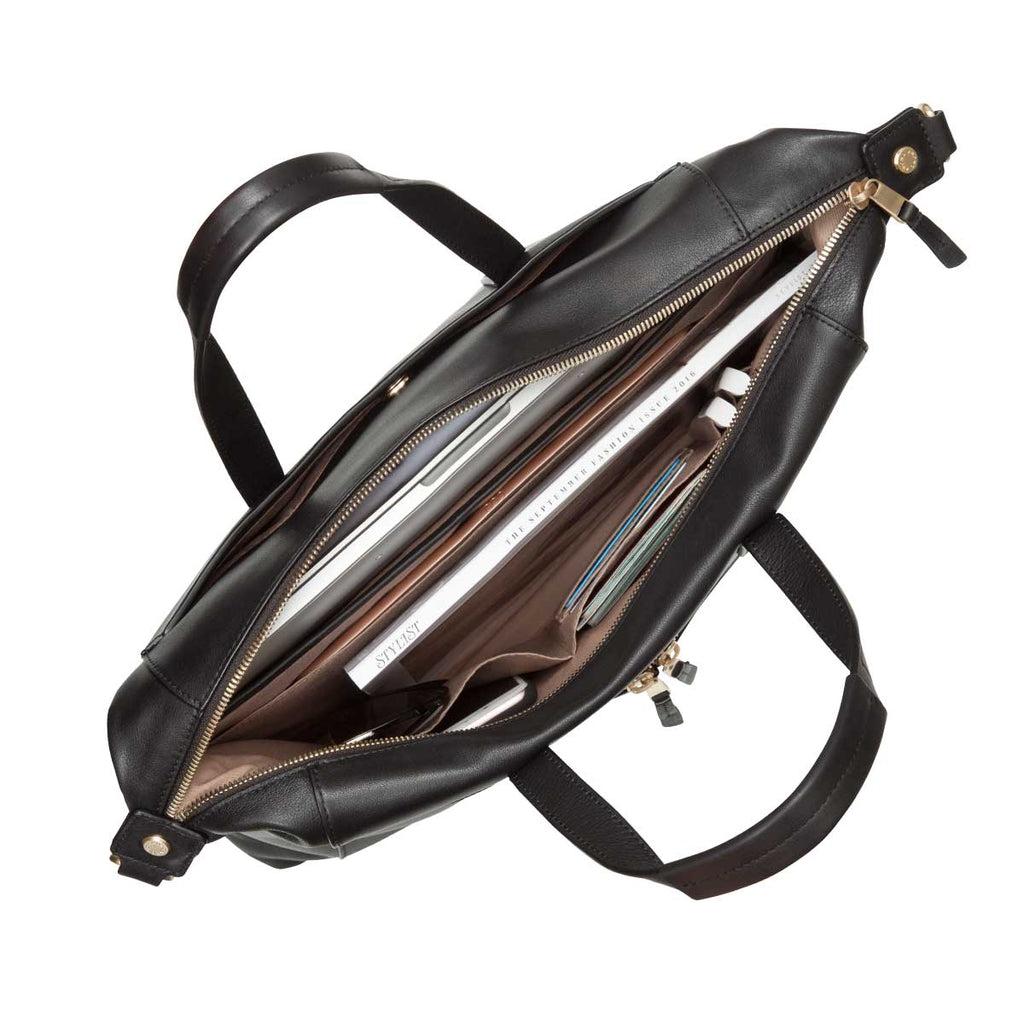 KNOMO Audley Laptop Handbag Internal With Items 14" -  Black | knomo.com