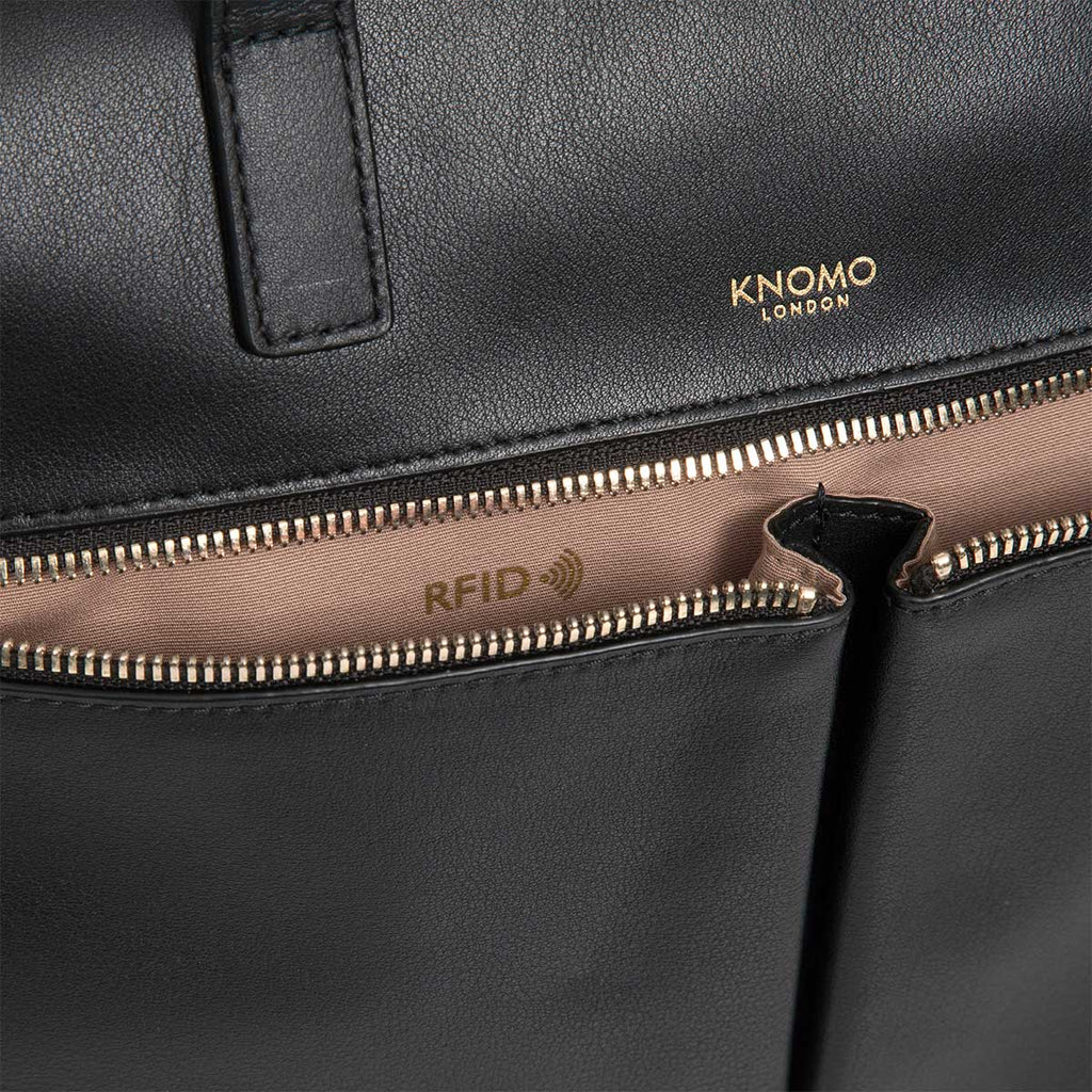 KNOMO Audley Laptop Handbag RFID Close Up 14" -  Black | knomo.com