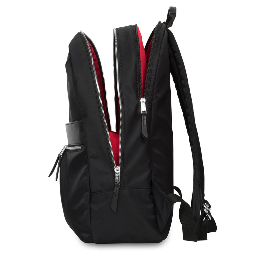KNOMO Beaufort Laptop Backpack From Side Opem 15.6" -  Black | knomo.com