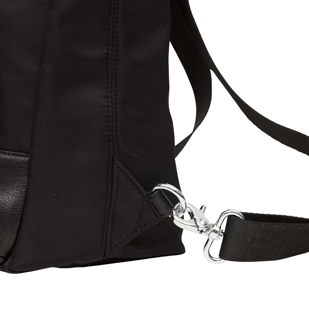 KNOMO Harewood Laptop Tote Backpack Clip Close Up 15" -  Black | knomo.com