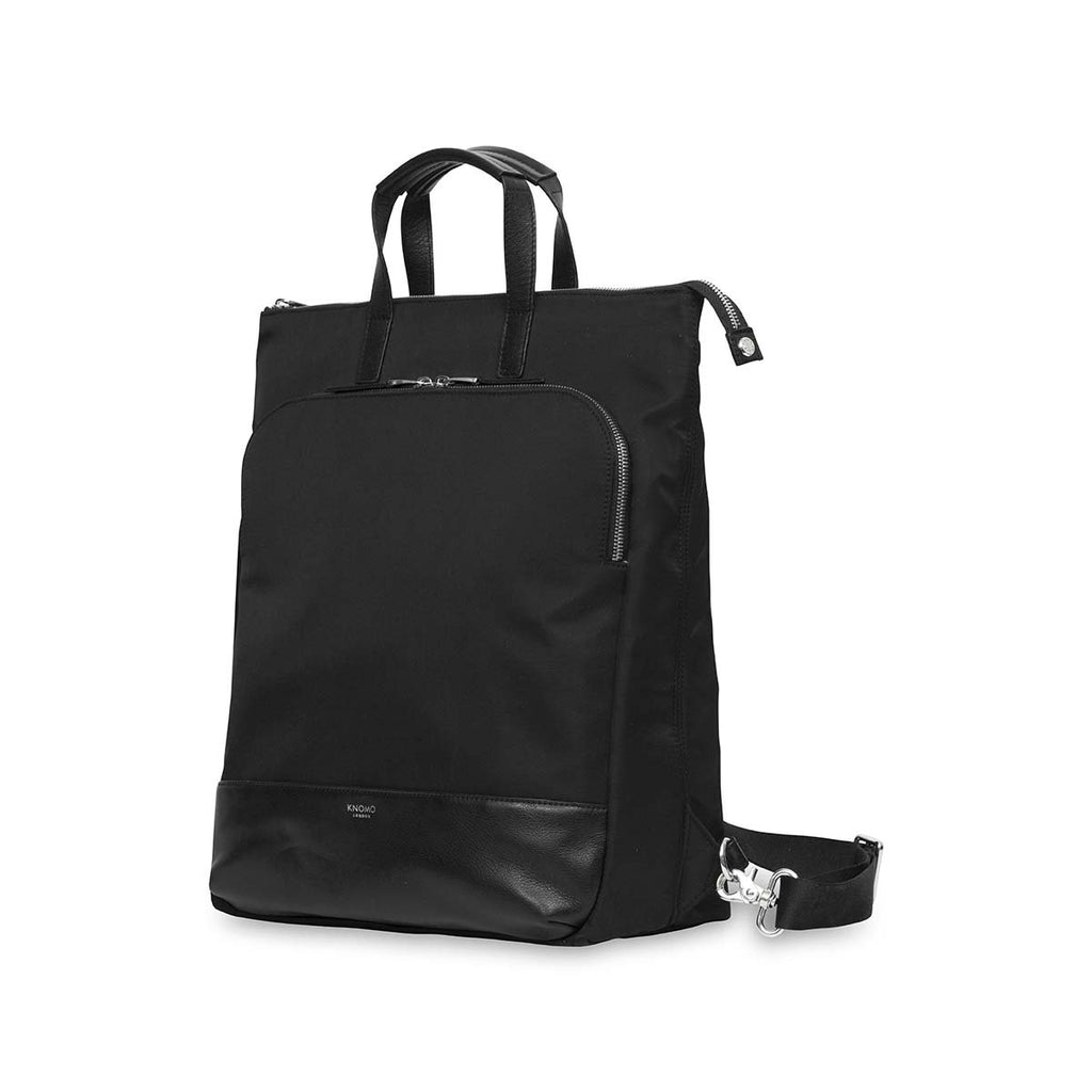 KNOMO Harewood Laptop Tote Backpack Three Quarter View 15" -  Black | knomo.com