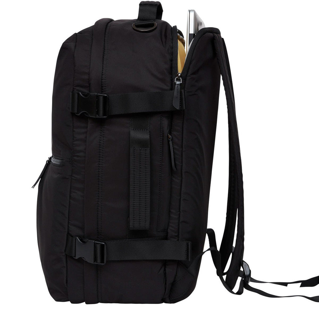 KNOMO Budapest Expandable Backpack From Side With Pocket 15.6" -  Black | knomo.com