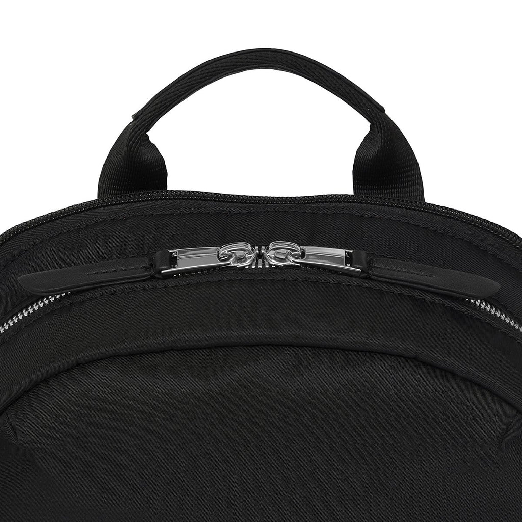 KNOMO Mini Beaufort Backpack Zip Close Up 12" -  Black | knomo.com