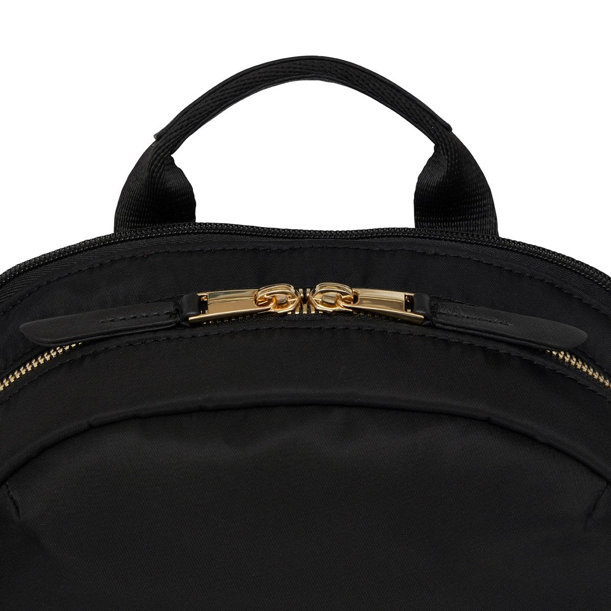 black mini backpack with gold zipper Knomo Mini Beaufort in Black Laptop Backpack | Stylish Work Bag for Women & Men