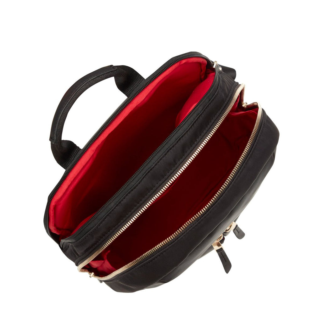 KNOMO Mini Beaufort Expandable Backpack Internal View Empty 12" -  Black | knomo.com
