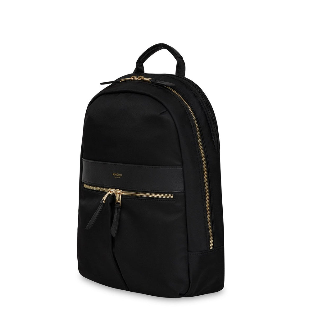 KNOMO Mini Beaufort Expandable Backpack Three Quarter View 12" -  Black | knomo.com