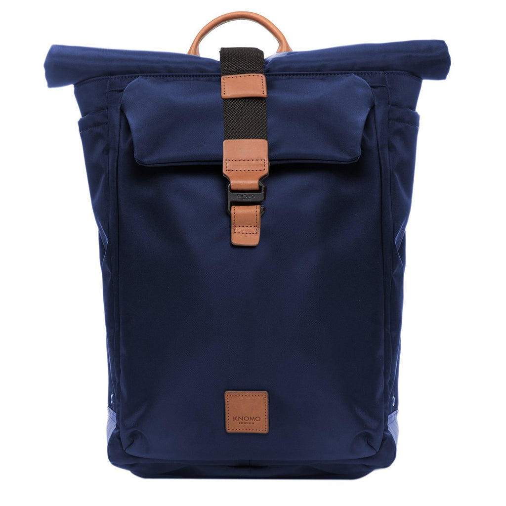 KNOMO Novello Roll-Top Laptop Backpack From Front 15" -  Dark Navy | knomo.com