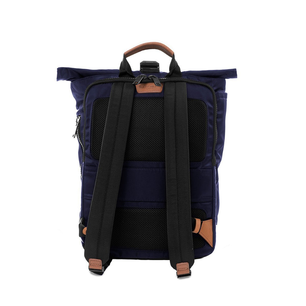 KNOMO Novello Roll-Top Laptop Backpack From Back 15" -  Dark Navy | knomo.com