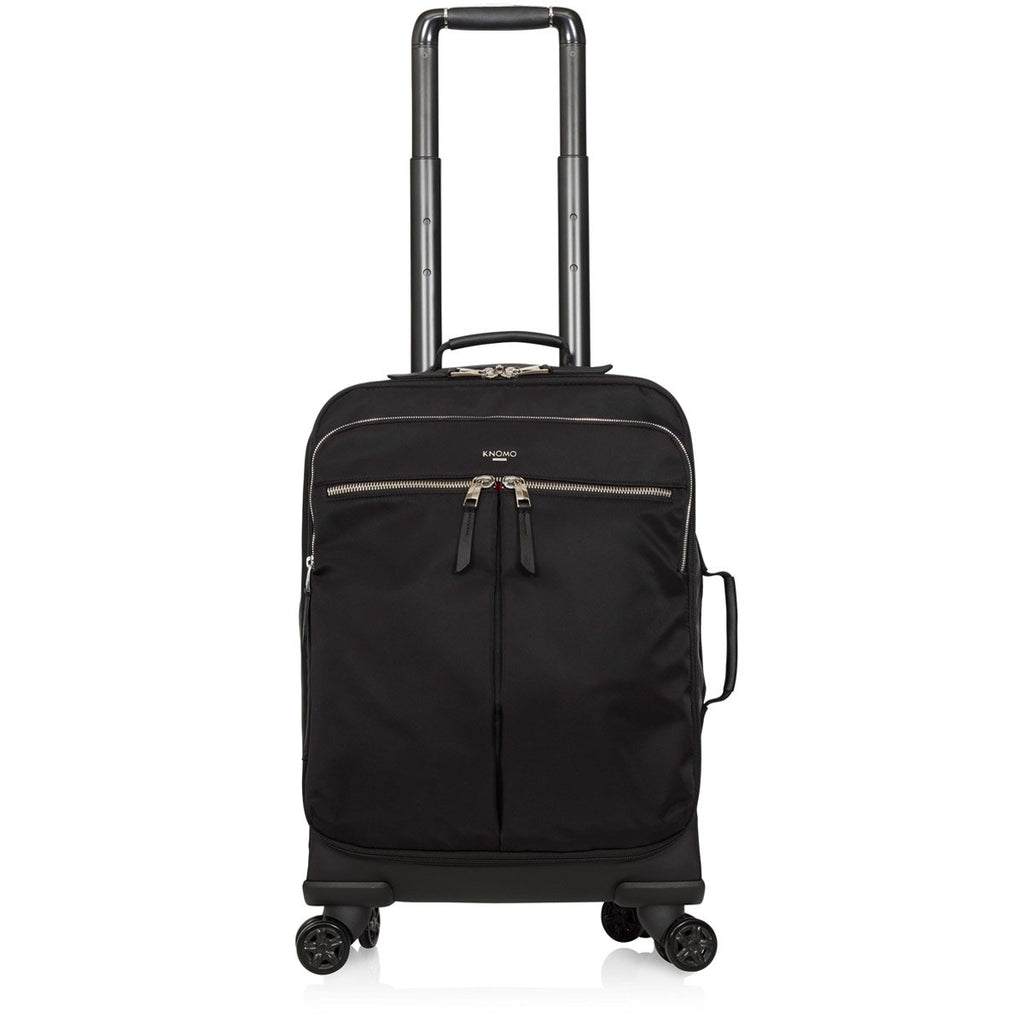 KNOMO Park Lane Boarding Tote From Front With Handle Extended 15" -  Black | knomo.com