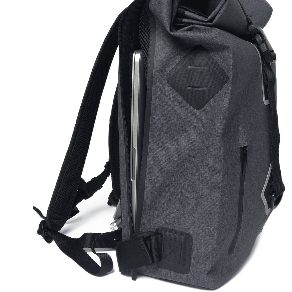 KNOMO Kew Roll-Top Laptop Backpack From Side With Pocket 15" -  Grey | knomo.com