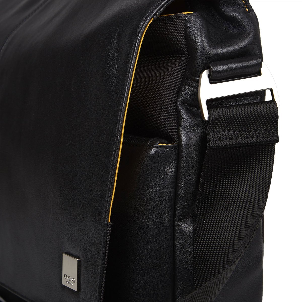 Kobe 15 Leather Mens Laptop Messenger Bag Black KNOMO