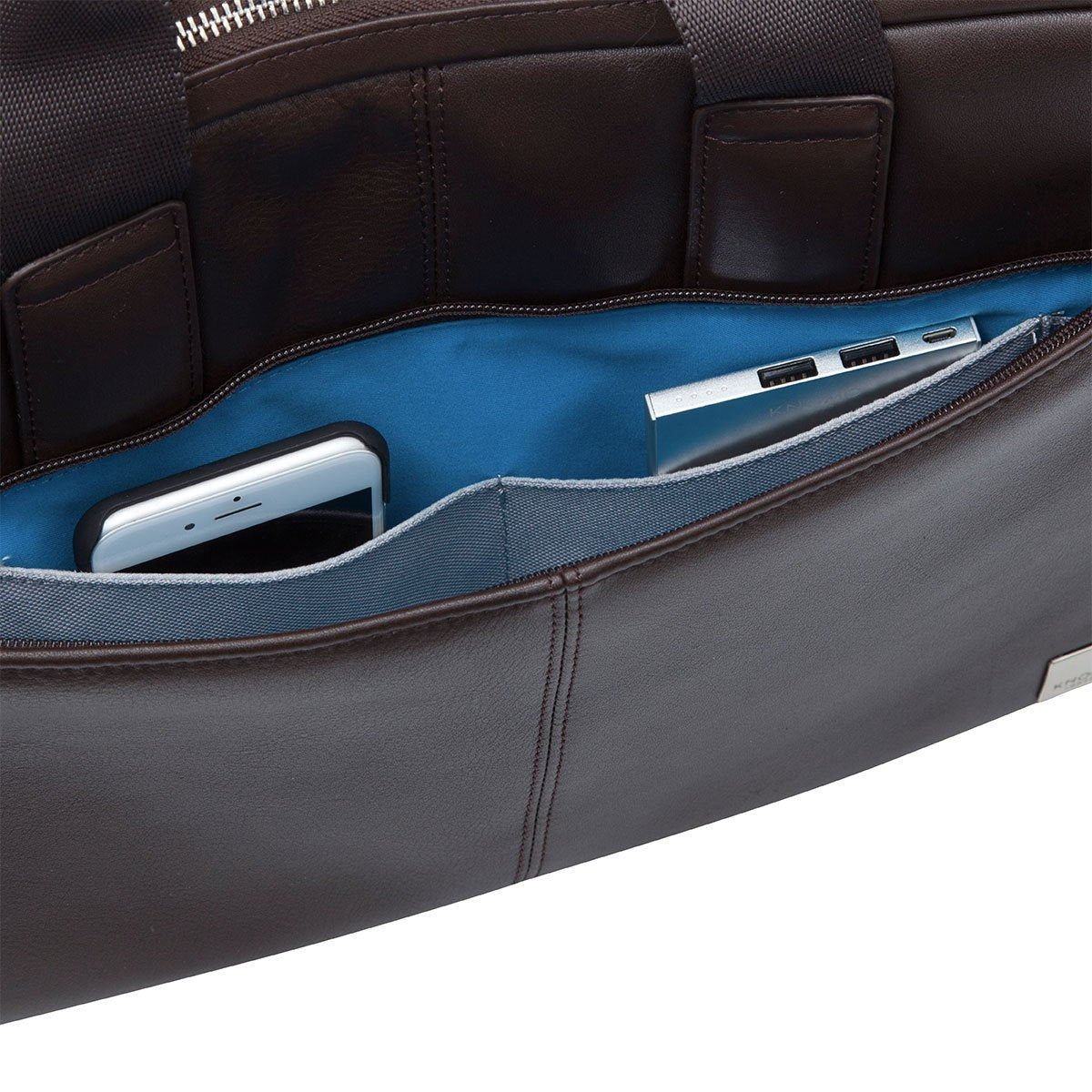 Brown Stanford 13" Slim Leather Laptop Briefcase KNOMO London